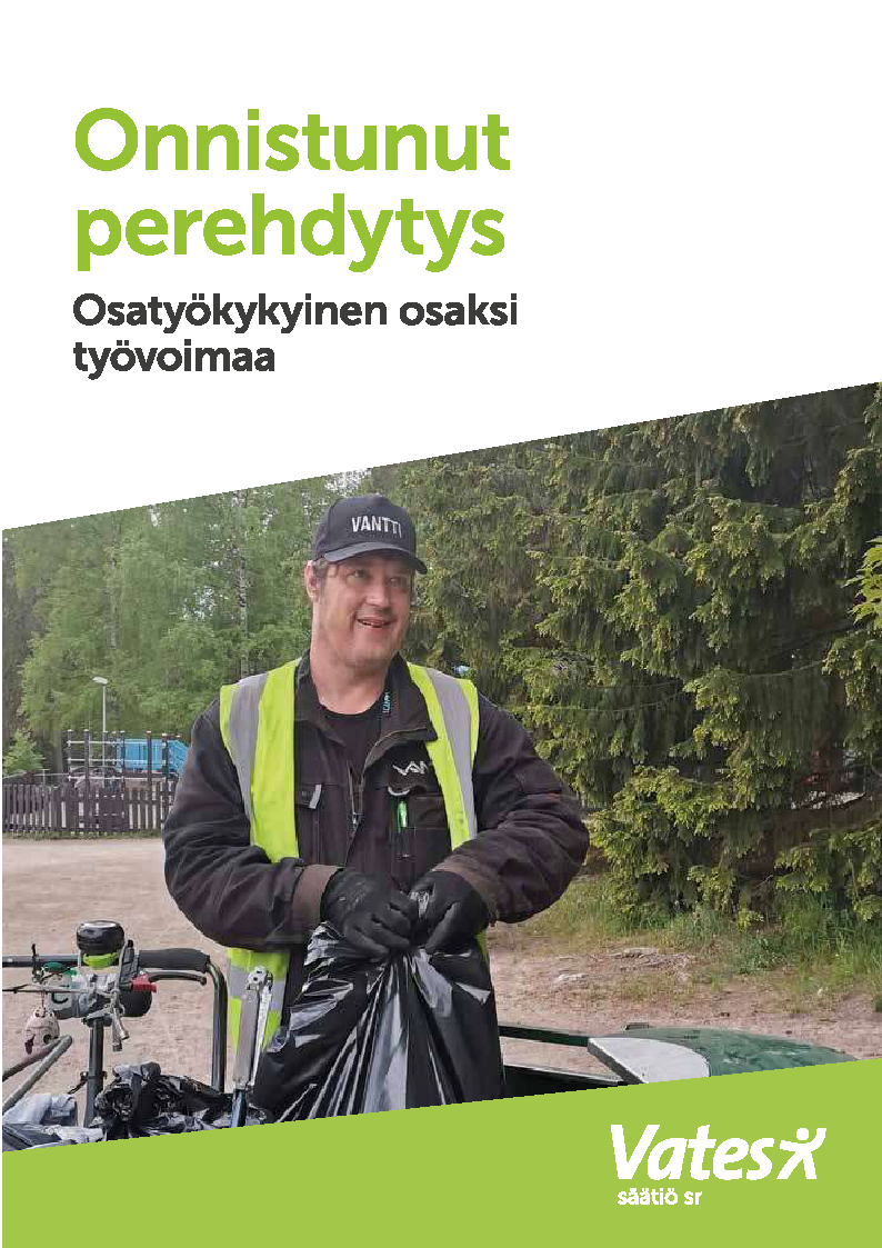 Onnistunut perehdytys -oppaan kansi jossa henkilö polkupyörän vieressä. Henkilöllä lippis ja huomioliivi.
