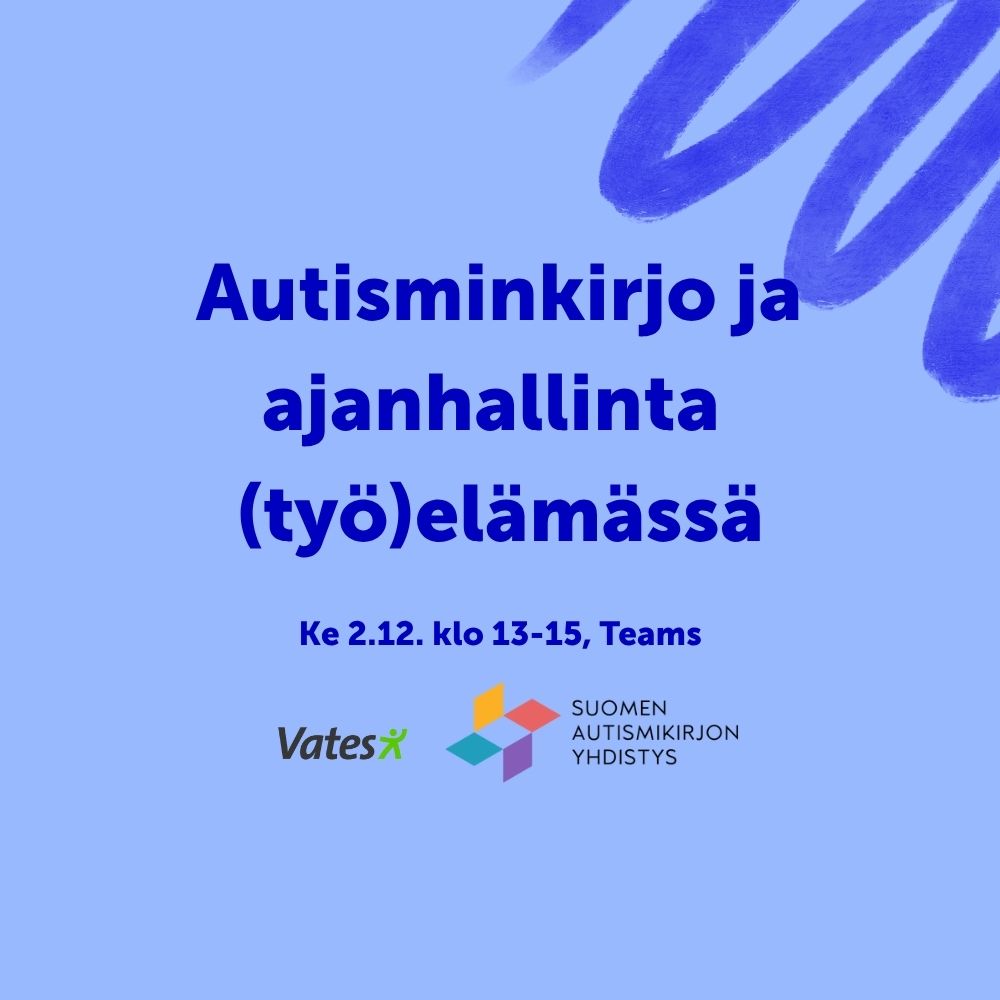 Tapahtumabannerikuva, Vates-säätiön logo ja Suomen autismikirjon yhdistyksen logo.